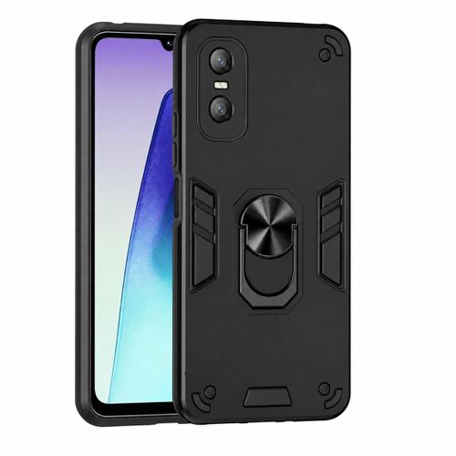 Infinix GT 30 Pro Iron Man Full Protection Case with Camera Lens Protection & Movable Metal Ring Stand - Black