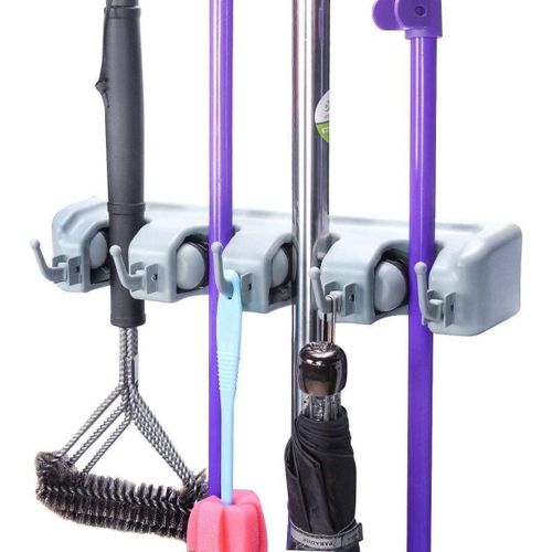 5-Eye Wall Organizer for Hanging Cleaning Tools - Practical Solution for Kitchen Bathroom Garage