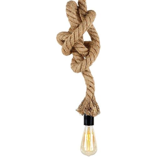 150cm AC220V E27 Single Head Vintage Hemp Rope Hanging Pendant Ceiling Light Lamp Industrial Retro Country Style Dining Hall Restaurant Bar Cafe Lighting Use