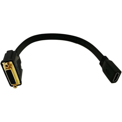 HDMI to DVI Adapter Cable, 1 FT Flat Slim HDMI Female to DVI 24+5 Female Converter, HDMI to DVI-D Video Cord 1080P for HDTV, Plasma, DVD and Projector.