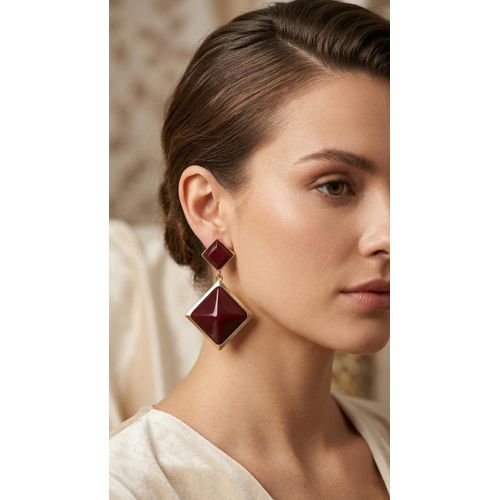 Square Dangle Zinc Alloy Earrings for Women – Elegant Daily Fashion
