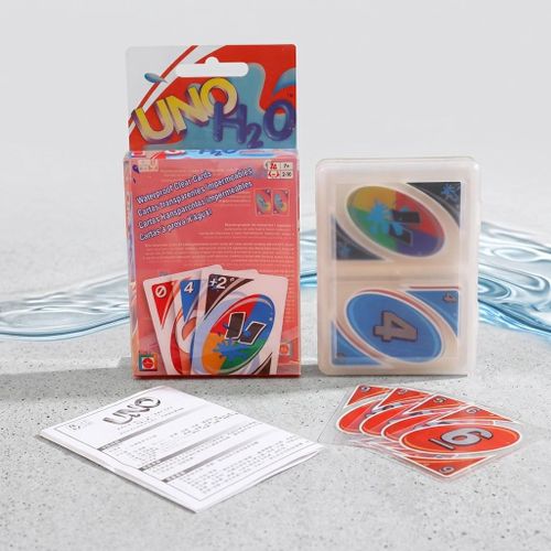 Clear Waterproof Playing Card Game Transparent Plastic Deck with Portable Storage Case for Pool Beach Outdoor Travel Family Party Game for 2-10 Players Ages 7+ Complete Deck Skips Reverses Wilds (Shape & Color May Vary)