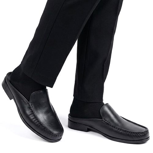 Men Black Medical Sabot Made Of Genuine Leather