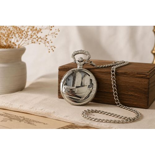 Luxury Classic Pocket Watch with Arabic Numerals – A Vintage Blend of Elegance and Heritage - Silver Color