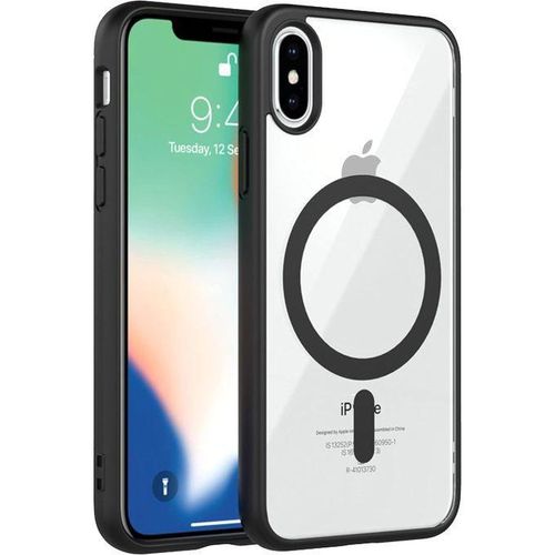 Slim Anti-Yellowing Clear Magnetic Case with MagSafe Military Grade and Powerful Magnet for iPhone X and iPhone XS - Black,