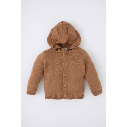 Baby Boy Hooded Regular Fit Cardigan - Vison