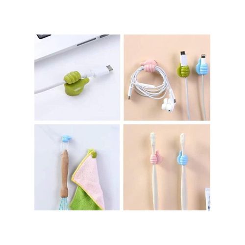 Hand Shape Cable Clips, Wall Hook, USB Cord Holders Cable Management For Hanging (Pack Of 10) Silicone Hooks Cord Holders Self-Adhesive Home/Office/Cars (Multicolor)