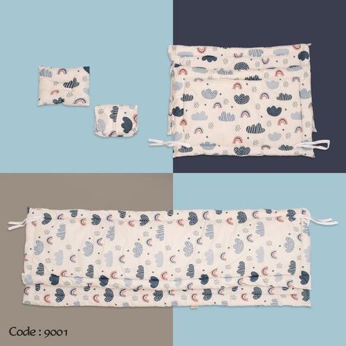 Fiber Crib Bumper Set with Pillow & Fitted Elastic Sheet 9001