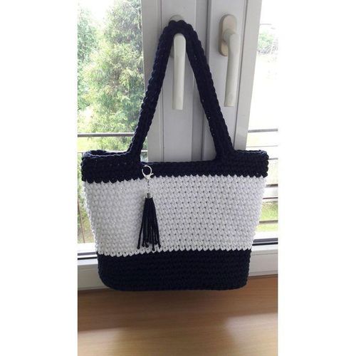 Hand Made White and black Hand Bag