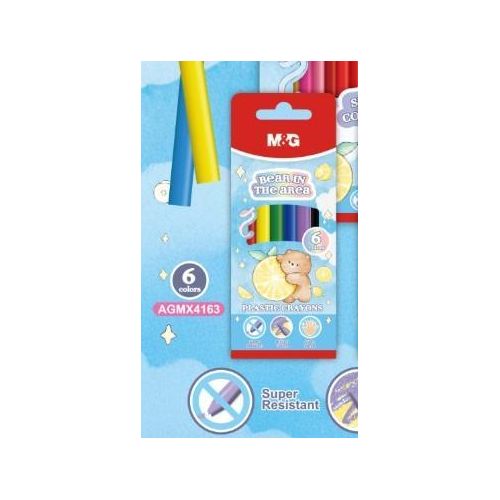 Chenguang Bear in the Area Plastic Crayons – 6 Bright Colors Washable, Break-Resistant Coloring Crayons for Kids - No: AGMX4163