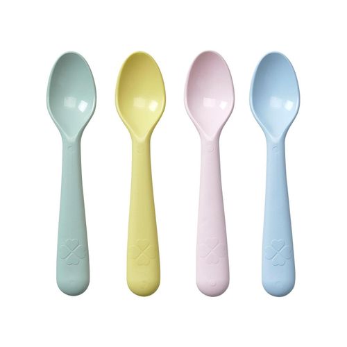 Colorful Plastic Spoon Set 4 Pieces Safe for Kids and Adults