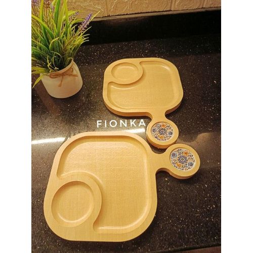 Modern Wooden Serving Tray ( ordif ) 1 pcs + 1 free