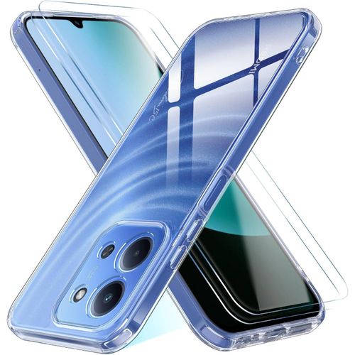 Protective case for Xiaomi Redmi 15C 4G / Redmi 15C 5G / Poco C85 4G, with 2 tempered glass screen protectors, slim soft TPU case, anti-scratch, shockproof, transparent