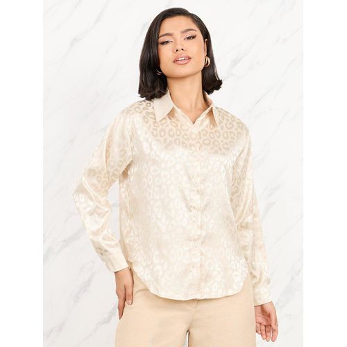 blouse in soft satin jacquard beige