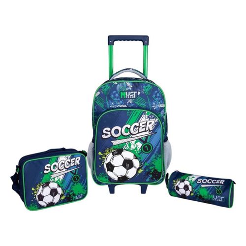 Set School Trolley Bag - Lunch Bag - Soccer Pencil Case