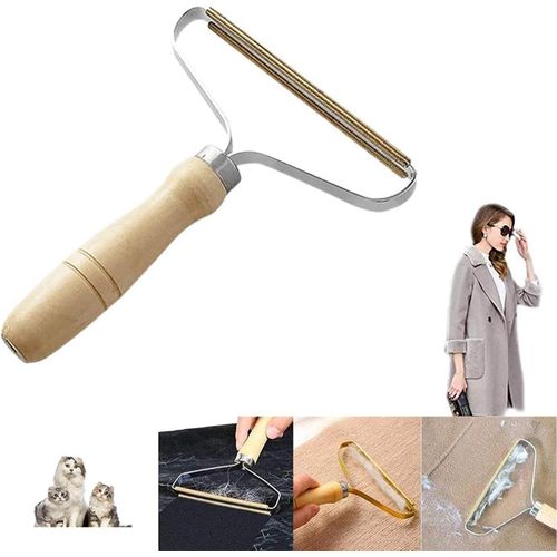 Portable lint remover clothes fuzz fabric shaver wood lint removal tool pro reusable lint roller pill ball defuzzer for sweater woven coat pet hair furniture 1pcs