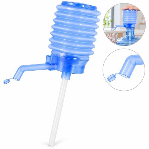 Manual Press Water Pump for Large Water Bottles with Suction Tube and Dispensing Spout Blue - 1-8