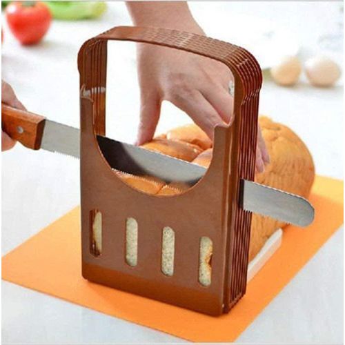 Adjustable and foldable bread slicer for cutting loaves and sandwiches