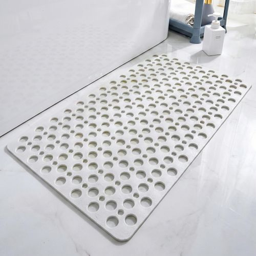 Non-slip shower mat with built-in foot brush – safe bath mat with fast drainage