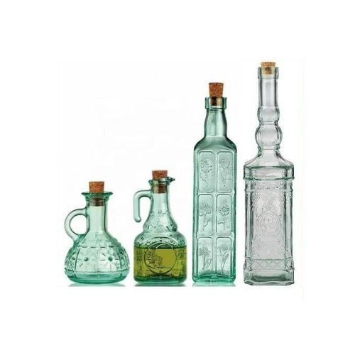 طقم زجاجات زيت المطبخ 4 قطع 2 زجاجه كبيره زيت وخل 2 قطعه زيت صغيره