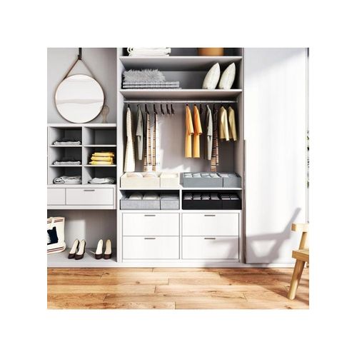 4 Pack Drawer Organizers for Underwear & Socks â€“ Foldable Non-Woven Fabric Closet Storage Boxes with Multi-Cell Dividers (6 / 7 / 8 / 24 Cells) â€“ Space-Saving Storage for Socks, Underwear, Bras, Ties â€“ Moisture & Tear Resistant, Easy to Use- Grey