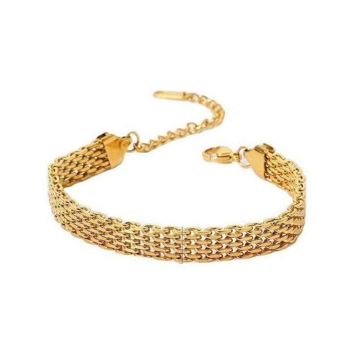 Women's Stainless Steel Wide Mesh Braided Chain Bracelet - Elegant Textured Woven Link Bracelet for Girls