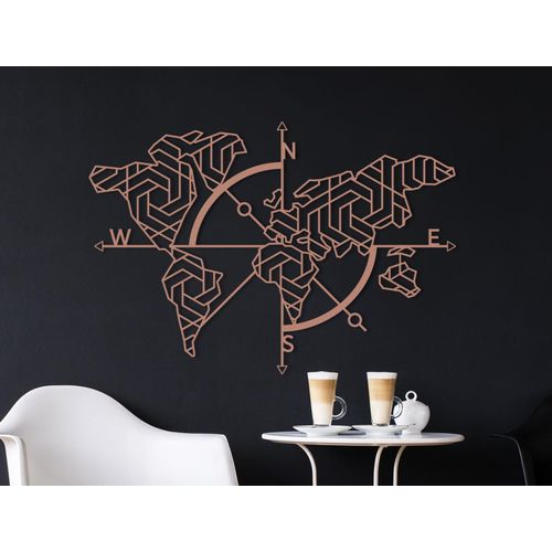 world map with compass wall decor