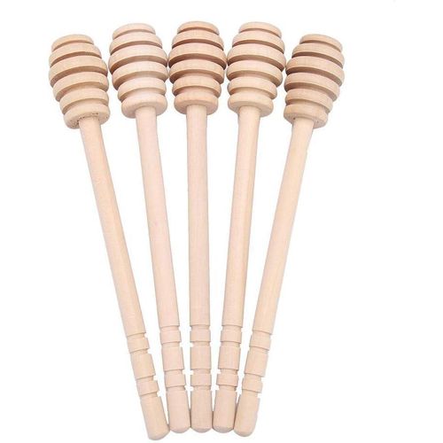 HERCHR 24Pcs Wooden Honey Dipper Sticks Wooden Mixing Stirrer Honey Spoon Jam Syrup Drizzler Stirring Rod for Honey Jar Pot Dispense Drizzle Honey Wedding Party Favors 16cm