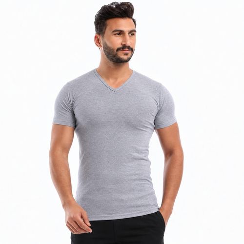 Short Sleeves - V Neck Undershirt - For Men