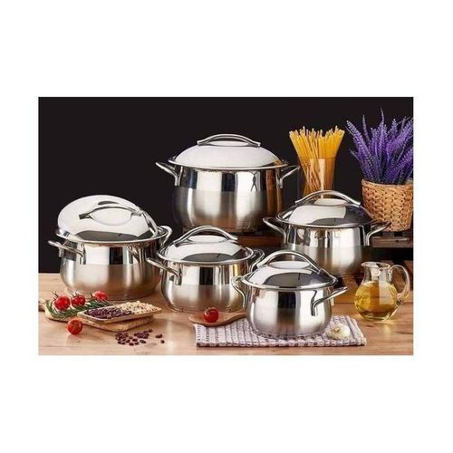 طقم أواني طهي من الفولاذ المقاوم للصدأ 10 قطع