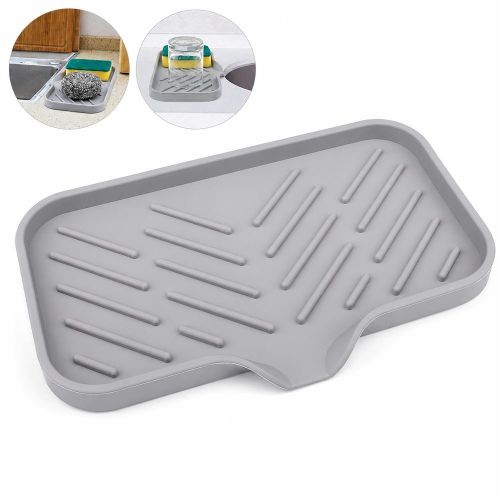 Kitchen Sink Drainage and Storage Tray with Raised Edges and Sloped Surface - 10-10