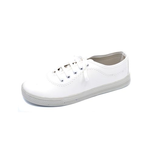 Leather Lace Up Sneakers - White - (129)