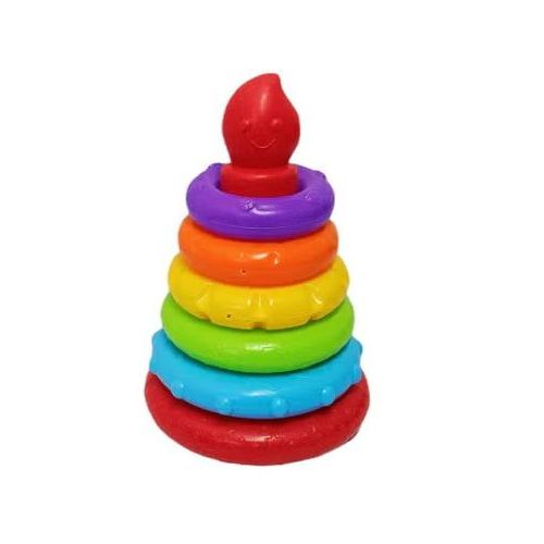 Medium Plastic Ring Stacking Toy for Kids with 9 Colorful Rings, Educational Sorting and Stacking Game for Learning Big and Small Sizes, Colors, Counting and Ordering, Focus, Fine Motor Skills and Hand Eye Coordination, Ages 2 Plus