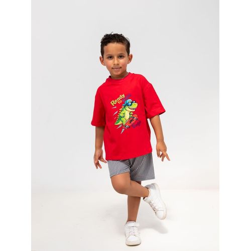 Boys’ Crazy skater Dinosaur 2-Piece Summer T-Shirt & Shorts Set