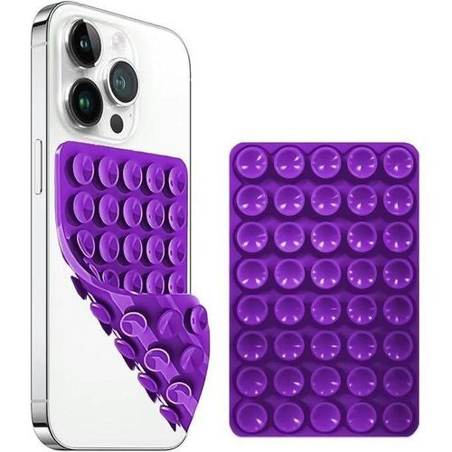 Dual-Sided Suction Cup Phone Holder for iPhone, Android, iPad, Tablet, Hands-Free Silicone Phone Stand, Selfie Mirror Mount and More with Large Mounting Area 40 PinsPurple