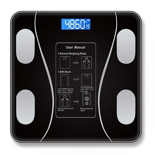 LUTFI Body Fat Scale Smart Weighing Scale Bluetooth-compatible Electronic Intelligent Weight Loss Body Fat Balances Analyzer Weighing Tools (Color : Black)