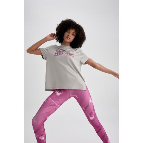 DeFactoFit Loose Fit Crew Neck Printed Sports Short Sleeve T-Shirt