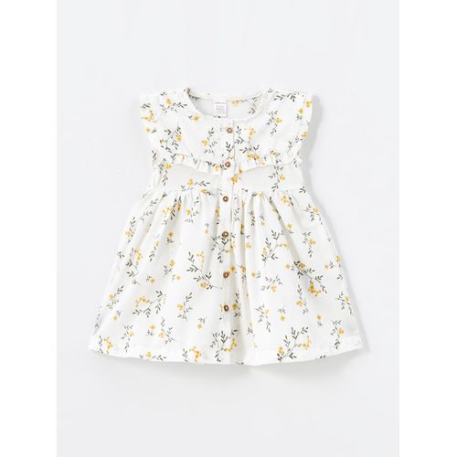 Crew Neck Short Sleeve Floral Baby Girl Dress