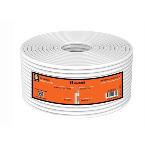 ST-CC80 RG59 Coaxial Camera Cable 200M, Power and Data Cable for CCTV Security Cameras and TV