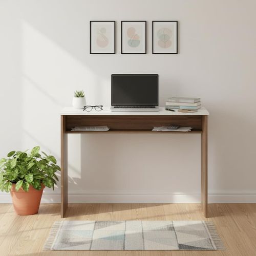 Austin Engineered Wood Study Table with Side Storage Shelves, Space-Saving Computer & Laptop Desk for Home Office, Writing Workstation for Students (ST-WT80-LH)