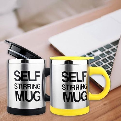 كوب كهربائي لون أصفر ذاتي التقليب تحضير القهوة وشربه مصنوع من الفولاذ المقاوم للصدأ سعة 350 مل خمات عاليه الجوده