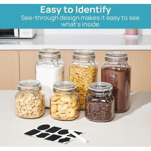Set of 3 clear glass storage jars with airtight clip lids – kitchen food storage containers
