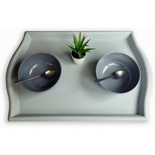 Large Plastic Serving Tray - 52m x 35m Grey
