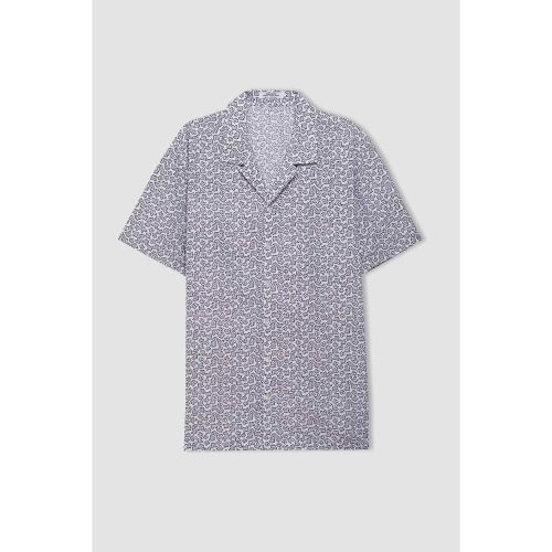 Regular Fit Camp Neck Printed Short Sleeve Shirt