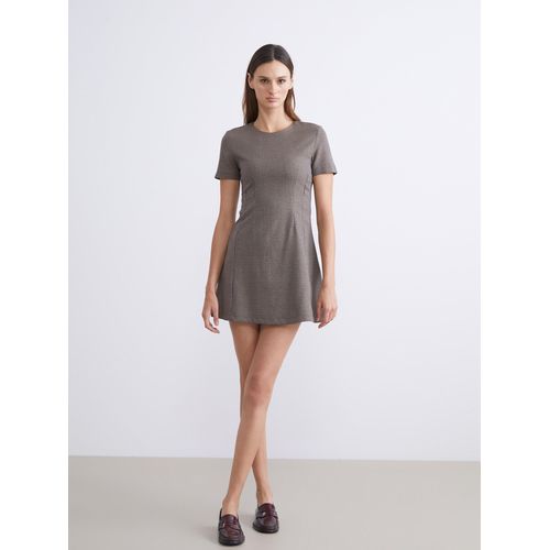 Crew Neck Plaid Mini Dress