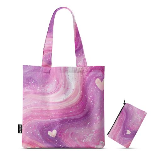 شنطة توتي باج عصرية مطبوعة بتصميم مميز - Size 38 * 40 Cm - مع حقيبة صغيرة - Lovely Pink TB/708