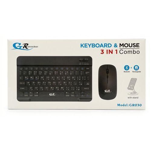 3-in-1 Combo Wireless Bluetooth Keyboard and Mouse with Desktop Mobile Stand - 10m Wireless Transmission Range, Long Battery Life, Model