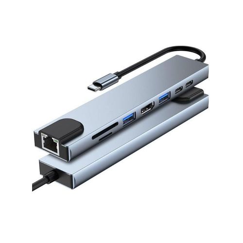 8-in-1 USB-C Docking Station USB 3.0 PD Hub With Charging Ethernet HDMI 4K TF/SD Card Reader for MacBook and Other Devices-Premium Quality. Ultimate Performance