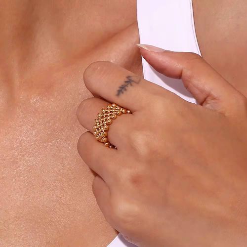 Modern Golden Stainless Steel Women's Ring - Adjustable Open Band Design (Free Size)