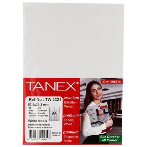 Computer Label 21.2 52 mm 20 Sheets A4 Division 56 White Model TW2321